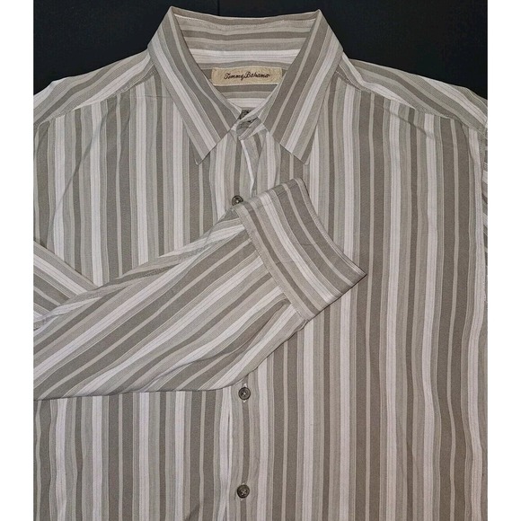 Tommy Bahama Other - Vintage Tommy Bahama 100% Silk Dress Shirt Men's L Striped Beige Khaki